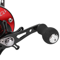 Acouto left-hand reel side profile emphasizes compact form and balanced handling