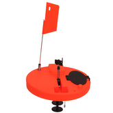 Acouto vibrant ice fishing flag improves visibility for quick line monitoring.