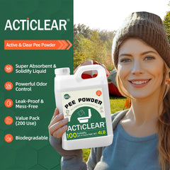ACTICLEAR Pee Powder Gel odor-neutralizer keeps portable toilets fresh during camping.