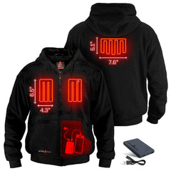ActionHeat 5V Heavyweight Hoodie tri-zone heating shows even warmth.