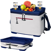 ADDIMOR collapsible cooler box with lid open for easy access and drinks on the go