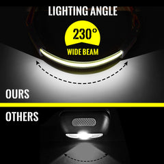 Adelante headlamp features a red tail light for safer nighttime visibility