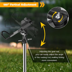 Ground-mounted rod holder installed on riverbank