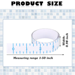 Transparent waterproof 50-inch fish ruler tape with self-adhesive back