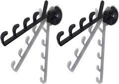 Adjustable fishing pole rack mounted on a vehicle with suction cups