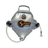 Advanced Elements Summer Shower water reservoir in sunlight for warm outdoor washing.