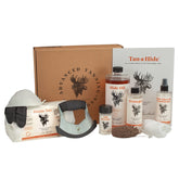 Advanced Tanning Solutions Tan-a-Hide Kit open box shows complete setup for beginners and pros.