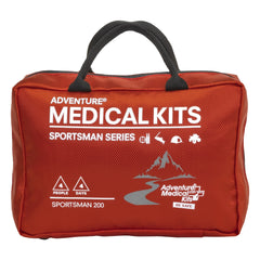 Adventure Medical Kits Sportsman 200 front view shows compact, ready-to-carry camping first aid.