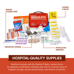 Waterproof bag protects medical supplies in rain, snow, and rugged outdoor conditions.