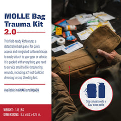 Adventure Medical Molle Bag Trauma Kit 2.0 open bag reveals accessible organization