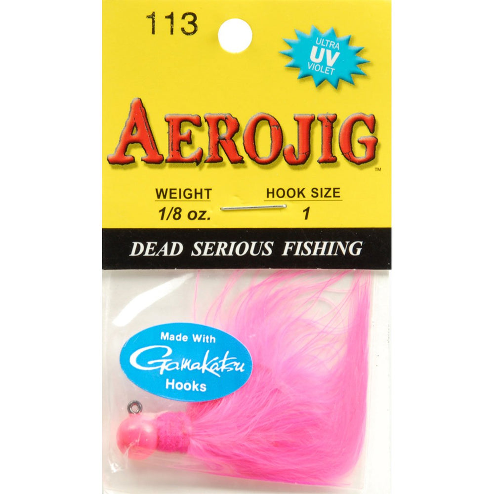 Aerojig Marabou 1/8 oz cerise jig with skirt, ideal for versatile casting and jigging