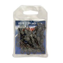 AFW brass swivels in black size 2/0, 225 lb test, 20-piece pack for reliable line control.