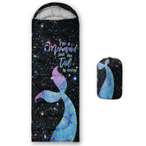 AGANS Datura mermaid print kids sleeping bag with cozy sparkle for outdoor adventures