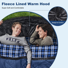 AGEMORE Cotton Flannel Double Bag hood closeup shows fleece lining for warmth.