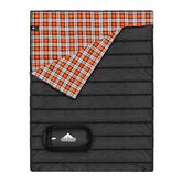 AGEMORE cotton flannel double sleeping bag closed for compact transport and cozy warmth