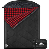 AGEMORE Cotton Flannel Double Sleeping Bag hood close-up showing cozy fleece warmth