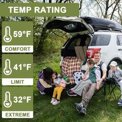 AGEMORE double sleeping bag in use by two hikers for shared warmth.