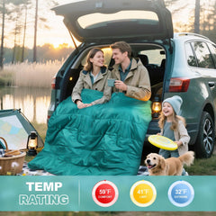 AGEMORE Cotton Flannel Double Sleeping Bag packed in compression sack for travel