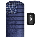 AGEMORE Cotton Flannel Sleeping Bag front hood view offers cozy camping warmth