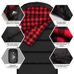 AGEMORE XL sleeping bag with 90.6 by 35.4 inches dimensions for roomy comfort
