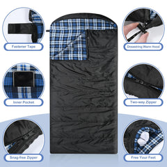 AGEMORE XXL sleeping bag measures 90.6 by 35.4 inches for roomy comfort.