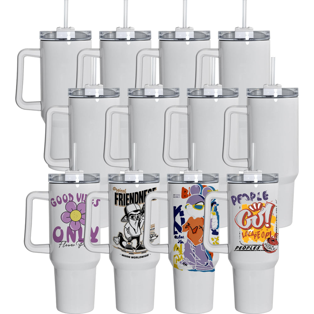 AGH 40oz sublimation tumbler with handle provides easy grip for cold drinks on the go