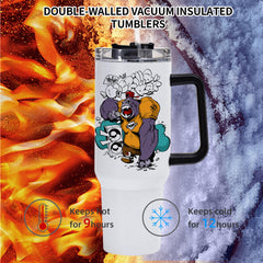 AGH double-wall vacuum insulated tumbler maintains hot or cold beverages longer.
