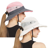 Front view of pink AGLIFEFY sun bucket hat from the 2-pack set.