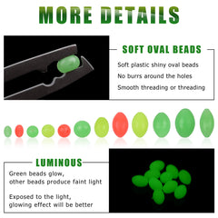 Yellow glow beads with red glow accents for visibility