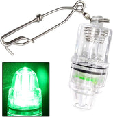 AGOOL 2-pack underwater fishing light with green LED and stainless steel clip, front view