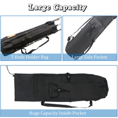 Interior dimensions 48" L x 14" D with side pocket for tackle