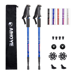 Aihoye trekking poles blue collapsible in hand, delivering lightweight support on trails.