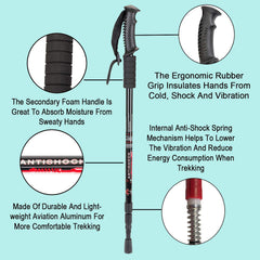 Aihoye trekking poles extended to 52 inches for versatile trail use.