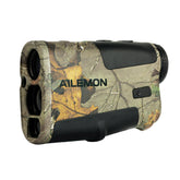 AILEMON AL51 rangefinder in forest view highlighting long-range hunting capability.