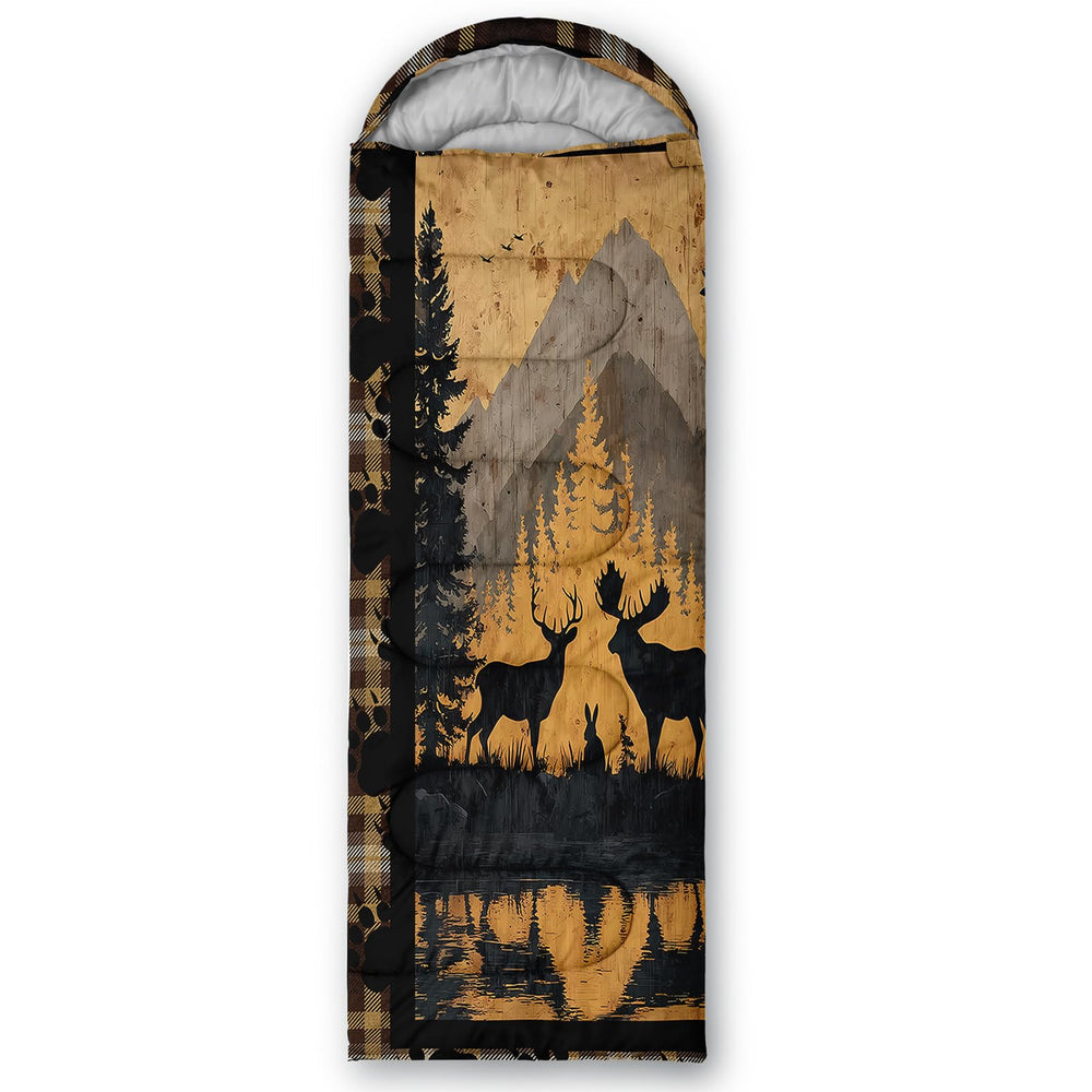 AILONEN deer-pattern sleeping bag with waterproof outer for rugged outdoors.