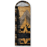 AILONEN deer-pattern sleeping bag with waterproof outer for rugged outdoors.