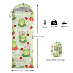 AILONEN frog design sleeping bag with vibrant 3D print for kids