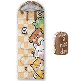 AILONEN Kids bear-print sleeping bag offers lightweight, waterproof warmth for outdoor adventures.