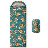 AILONEN sleeping bag with fox print blue close-up shows plush microfiber texture for cozy outdoor nights.
