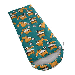 AILONEN sleeping bag with fox print blue compression sack for easy packing and storage.
