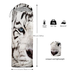 AILONEN White Tiger sleeping bag with drawstring hood for warmth