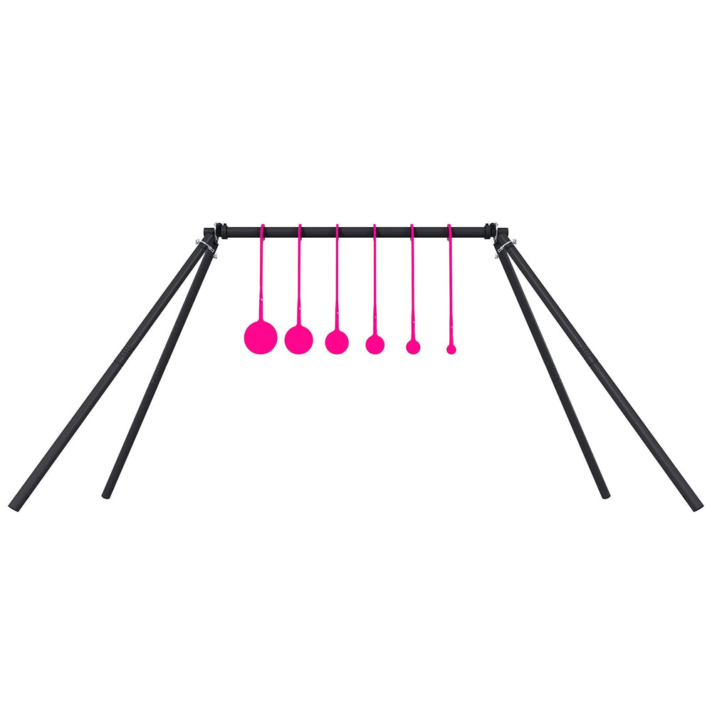 Aimax Outdoor AR500 target stand kit with six spinning targets ready for practice.