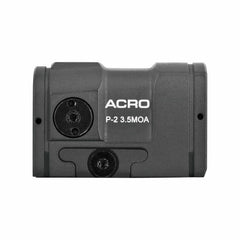 Aimpoint ACRO P-2 red dot sight close-up highlighting compact ergonomics for fast target acquisition.