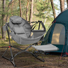 Ainfox Hammock Chair with detachable footrest for flexible lounging.