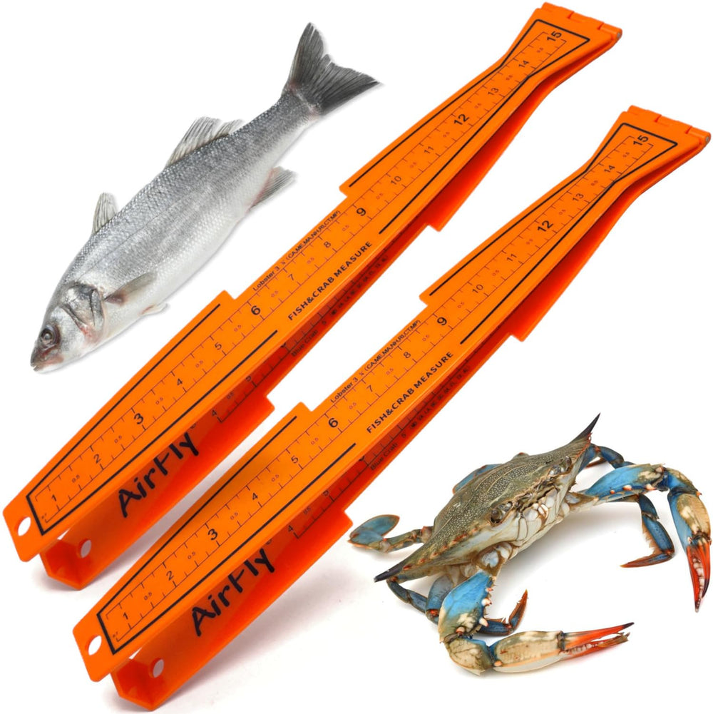 AirFly folding fish measuring board open in orange, 2-pack