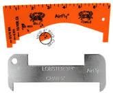 AirFly aluminum lobster and blue crab gauge showing 5-inch and 3 1/4-inch slots