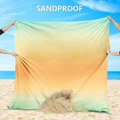 AISPARKY beach mat corner pockets stabilize surface in wind.