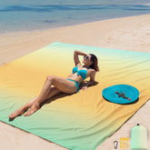 AISPARKY beach mat folded compact for easy travel and storage.