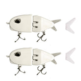 AJHMGJGO 2Pcs Mini Glide Bait - White, multi-jointed swimbait with pearlescent coating