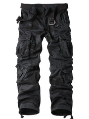 AKARMY men's fleece-lined hiking pants with windproof softshell for outdoor adventures.
